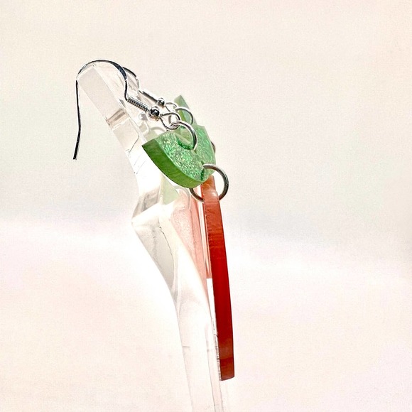 Large Apple Earrings - Teacher Earrings - Statement Earrings - Fruit Earrings - Picture 3 of 8